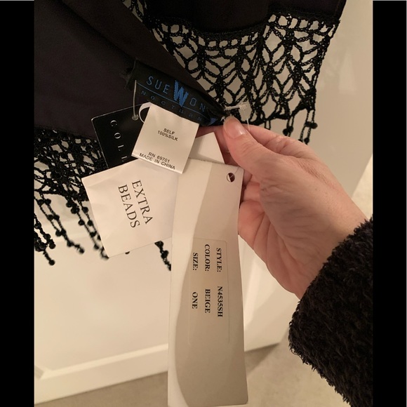 NWT Sue Wong Nocturne 100% Silk Embroidered and Beaded Wrap/Scarf - Picture 5 of 5